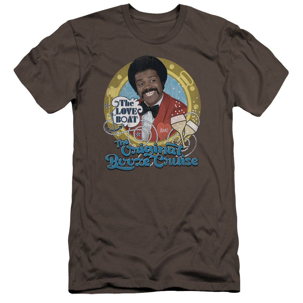 AN OFFCIALLY LICENSED LOVE BOAT ORIGINAL BOOZE CRUISE MEN'S PREMIUM SLIM FIT T-SHIRT CHARCOAL