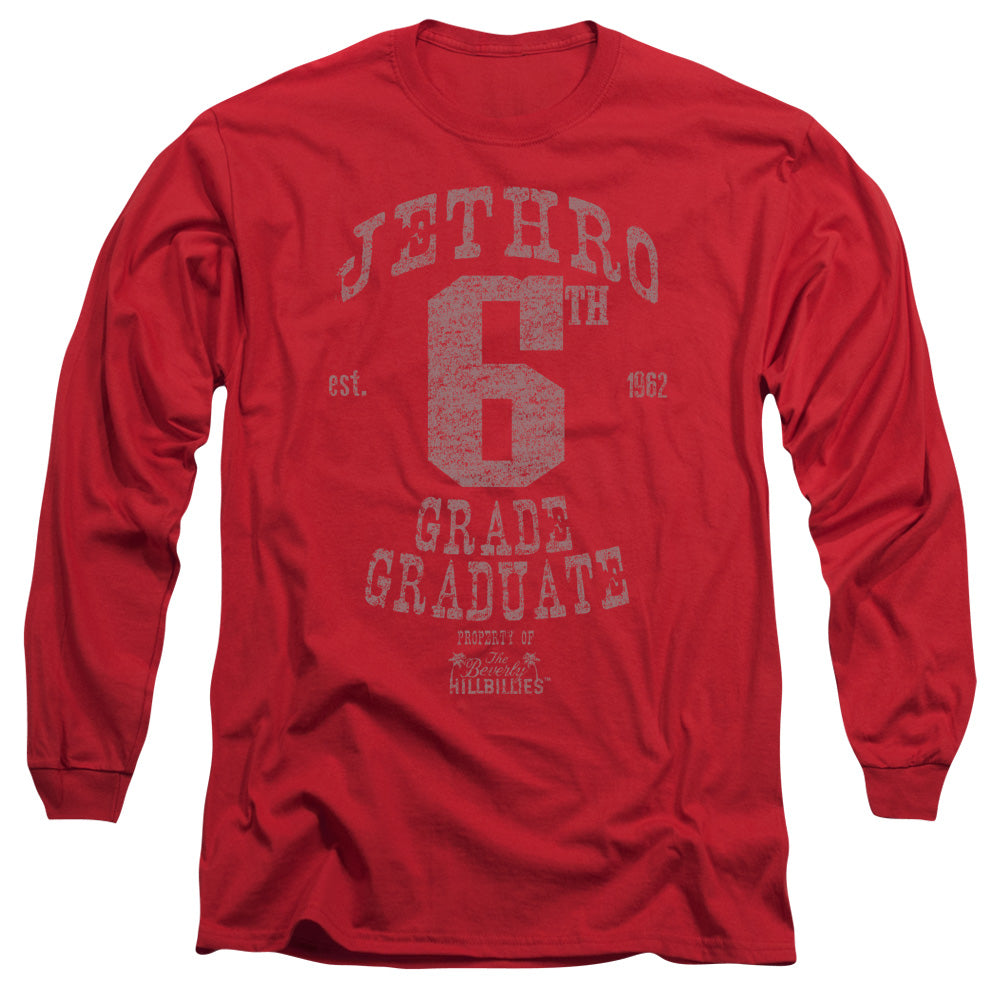 AN OFFCIALLY LICENSED BEVERLY HILLBILLIES MR 6TH GRADE GRAD MEN'S LONG SLEEVE T-SHIRT RED