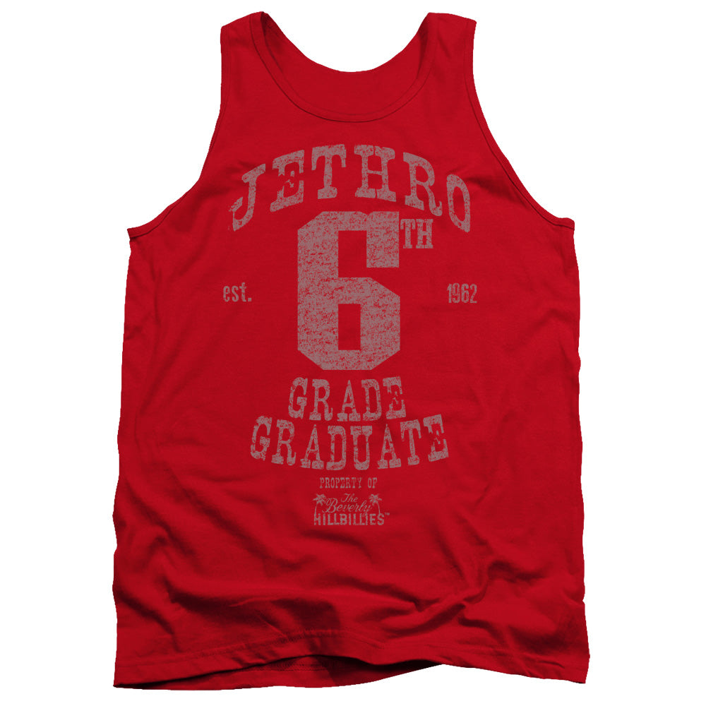 AN OFFCIALLY LICENSED BEVERLY HILLBILLIES MR 6TH GRADE GRAD ADULT UNISEX TANK TOP RED