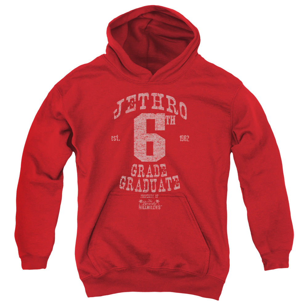 AN OFFCIALLY LICENSED BEVERLY HILLBILLIES MR 6TH GRADE GRAD YOUTH HOODIE RED