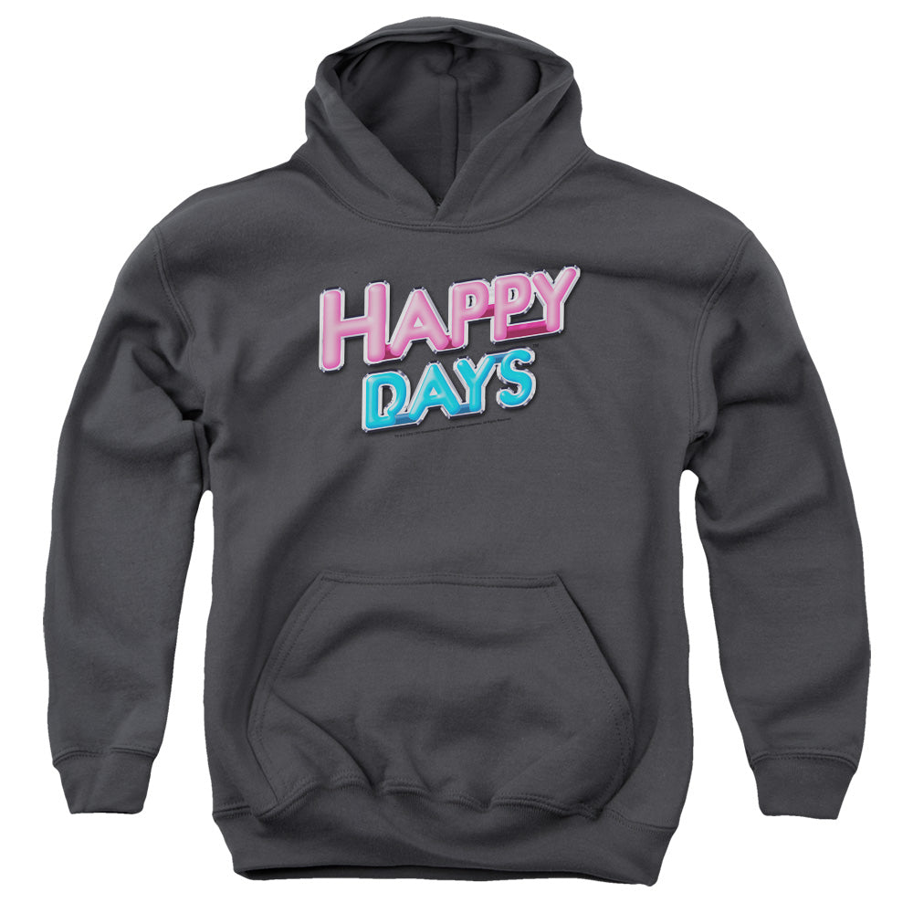 AN OFFCIALLY LICENSED HAPPY DAYS HAPPY DAYS LOGO YOUTH HOODIE CHARCOAL