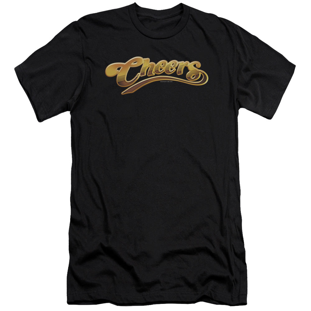 AN OFFCIALLY LICENSED CHEERS CHEERS LOGO MEN'S PREMIUM SLIM FIT T-SHIRT BLACK