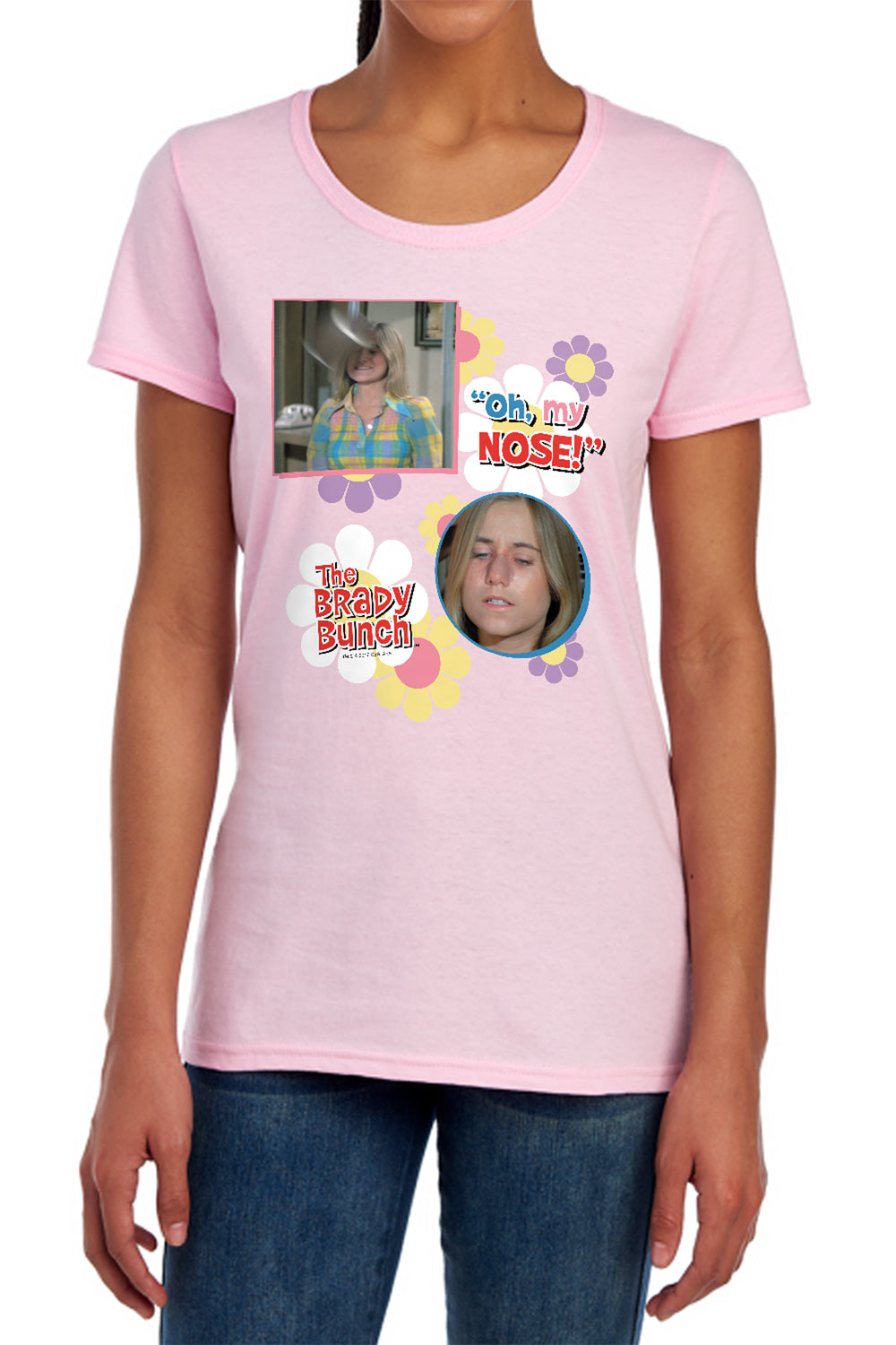 AN OFFCIALLY LICENSED BRADY BUNCH OH, MY NOSE! WOMEN'S REGULAR FIT T-SHIRT PINK