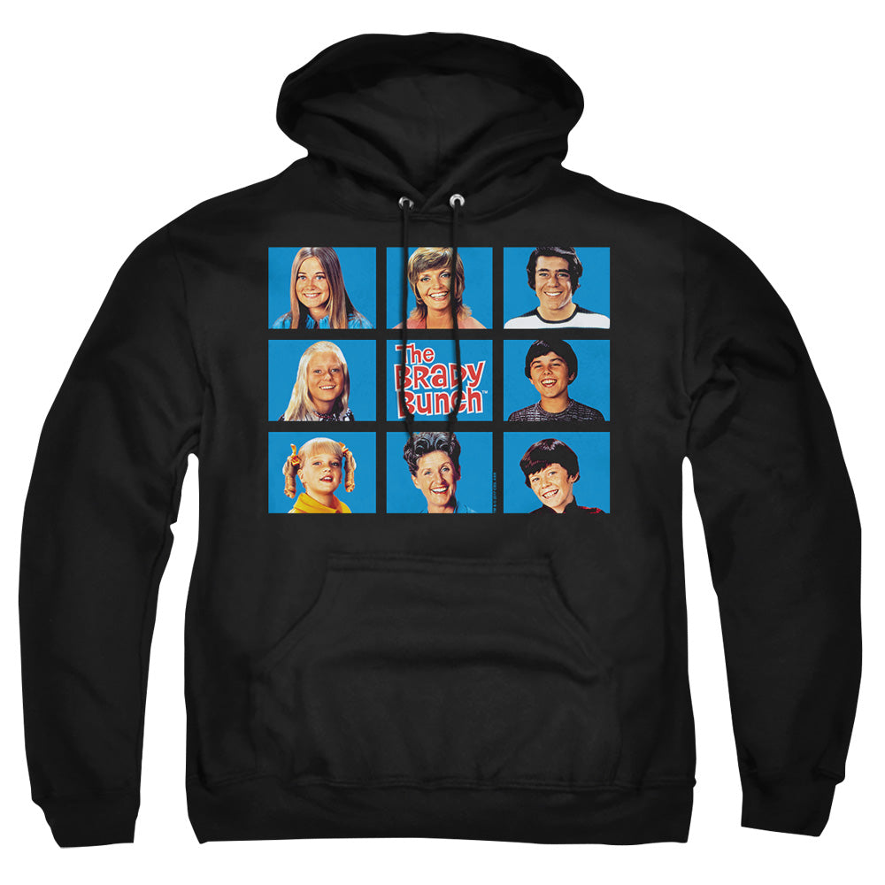 AN OFFCIALLY LICENSED BRADY BUNCH FRAMED ADULT UNISEX PULLOVER HOODIE BLACK