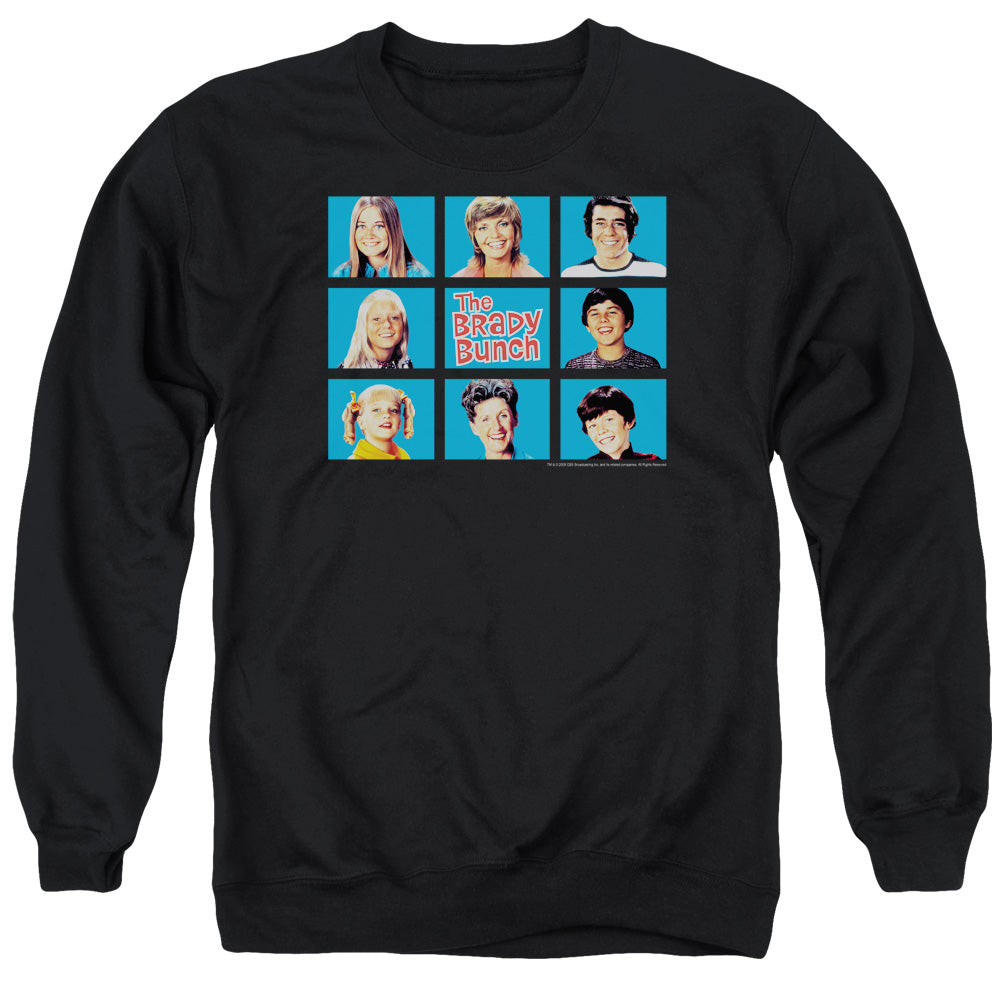 AN OFFCIALLY LICENSED BRADY BUNCH FRAMED ADULT UNISEX CREWNECK SWEATSHIRT BLACK