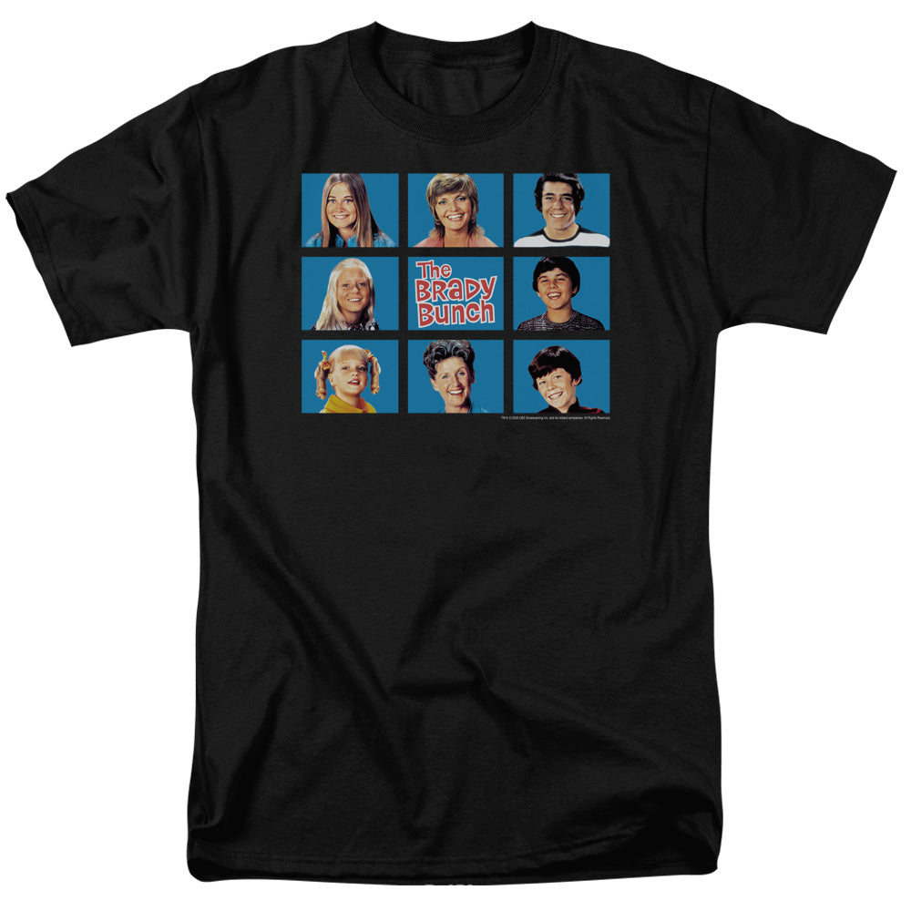 AN OFFCIALLY LICENSED BRADY BUNCH FRAMED MEN'S REGULAR FIT T-SHIRT BLACK