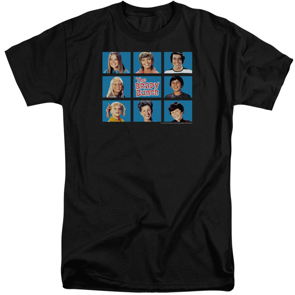 AN OFFCIALLY LICENSED BRADY BUNCH FRAMED MEN'S TALL FIT T-SHIRT BLACK