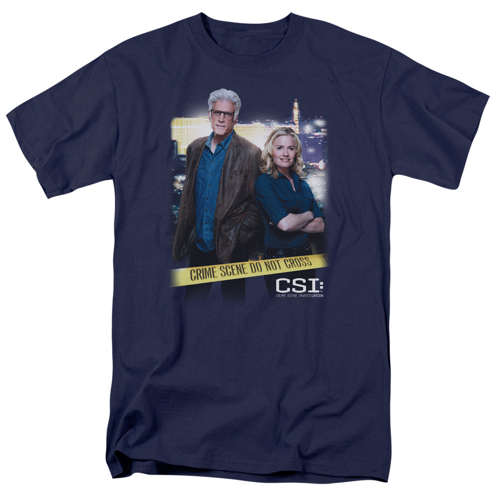 AN OFFCIALLY LICENSED CSI DO NOT CROSS MEN'S REGULAR FIT T-SHIRT NAVY
