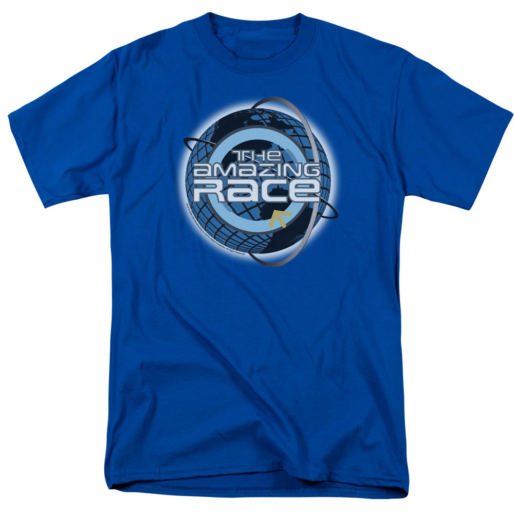 AN OFFCIALLY LICENSED AMAZING RACE AROUND THE GLOBE MEN'S REGULAR FIT T-SHIRT ROYAL