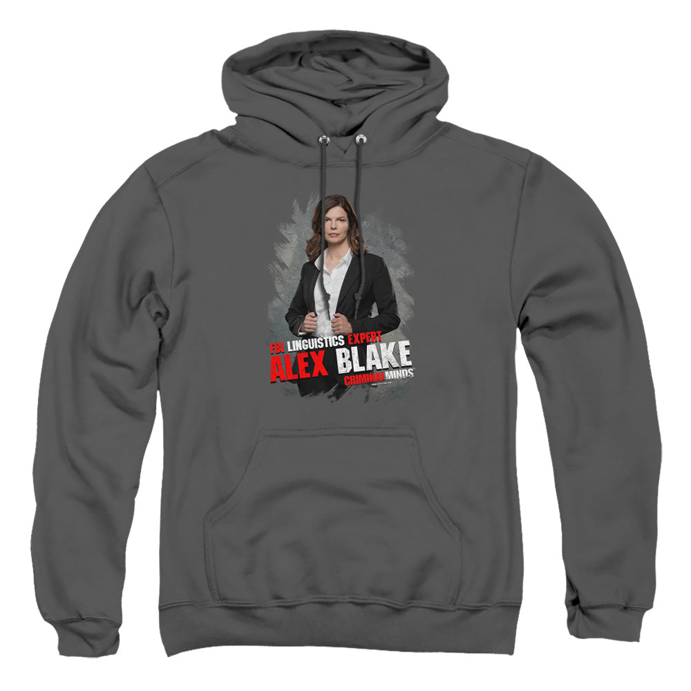 AN OFFCIALLY LICENSED CRIMINAL MINDS ALEX BLAKE ADULT UNISEX PULLOVER HOODIE CHARCOAL
