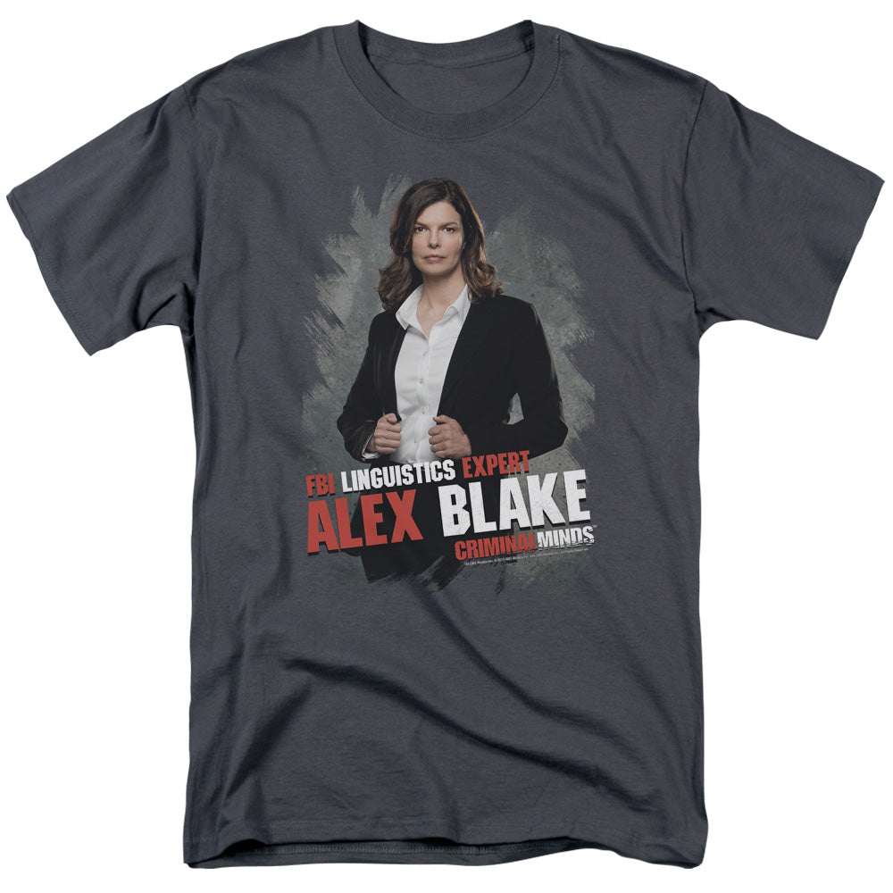 AN OFFCIALLY LICENSED CRIMINAL MINDS ALEX BLAKE MEN'S REGULAR FIT T-SHIRT CHARCOAL