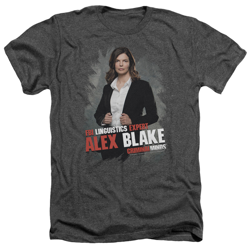 AN OFFCIALLY LICENSED CRIMINAL MINDS ALEX BLAKE MEN'S HEATHER T-SHIRT CHARCOAL