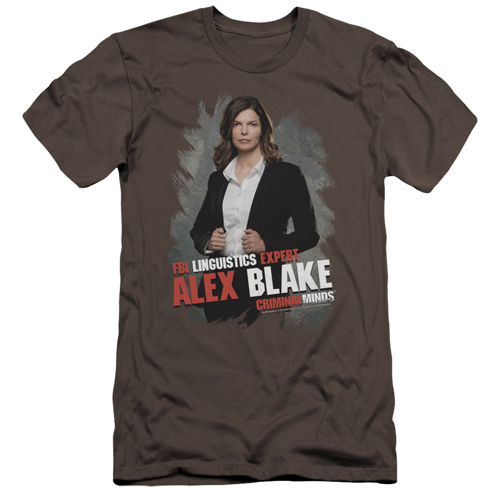 AN OFFCIALLY LICENSED CRIMINAL MINDS ALEX BLAKE MEN'S PREMIUM SLIM FIT T-SHIRT CHARCOAL