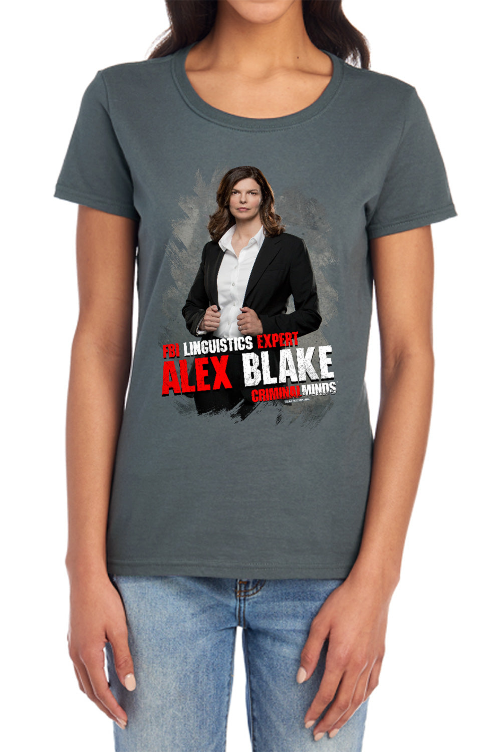 AN OFFCIALLY LICENSED CRIMINAL MINDS ALEX BLAKE WOMEN'S REGULAR FIT T-SHIRT CHARCOAL