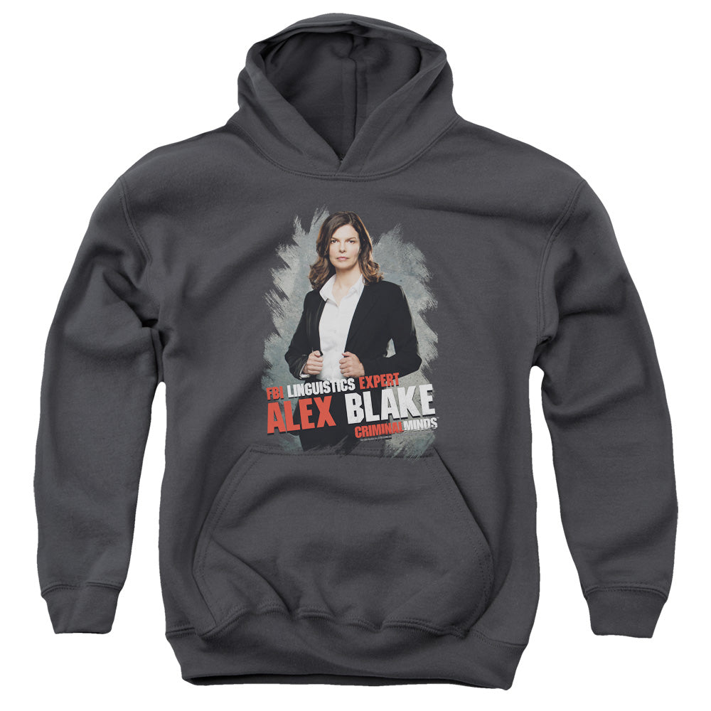 AN OFFCIALLY LICENSED CRIMINAL MINDS ALEX BLAKE YOUTH HOODIE CHARCOAL