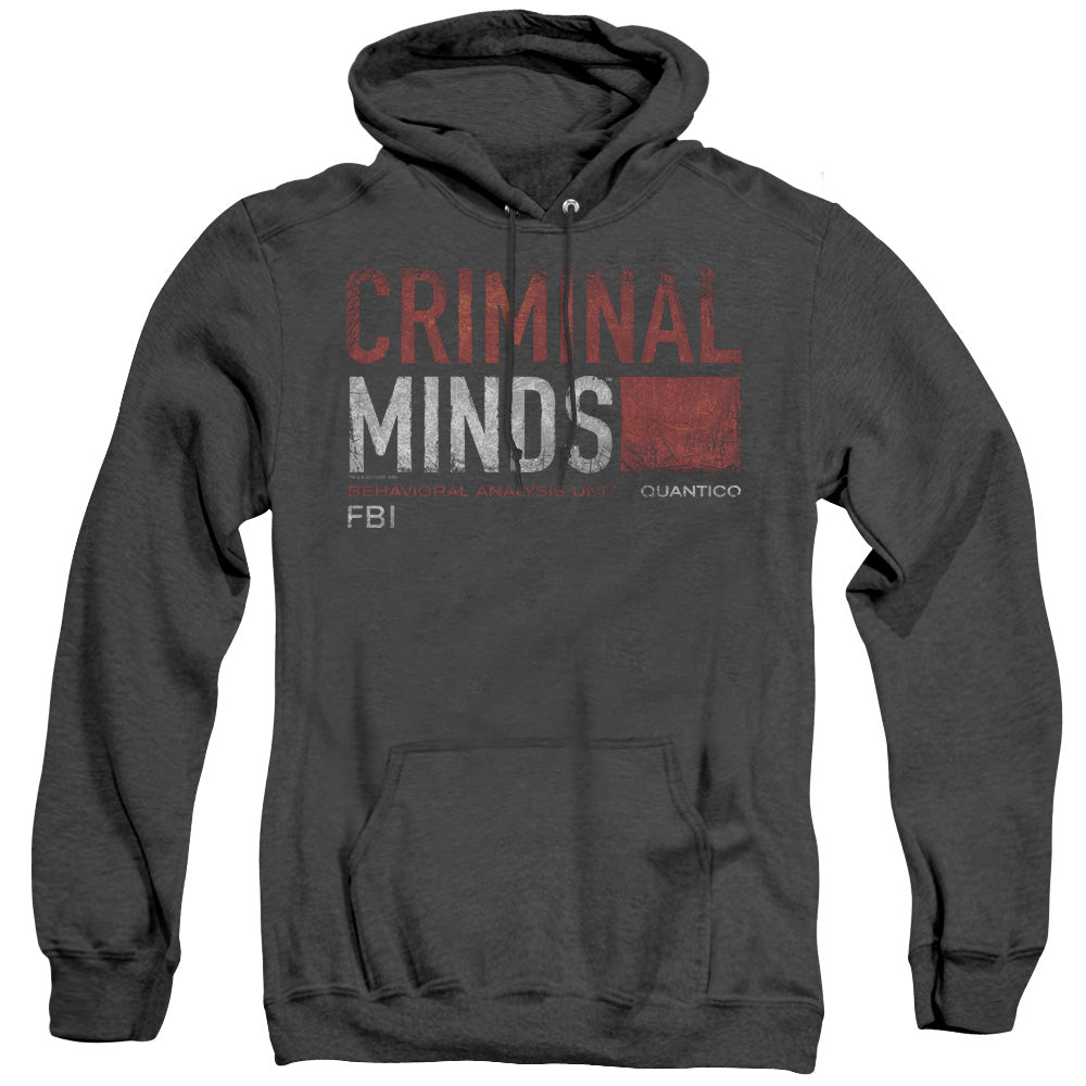 AN OFFCIALLY LICENSED CRIMINAL MINDS TITLE CARD ADULT UNISEX HEATHER PULLOVER HOODIE BLACK