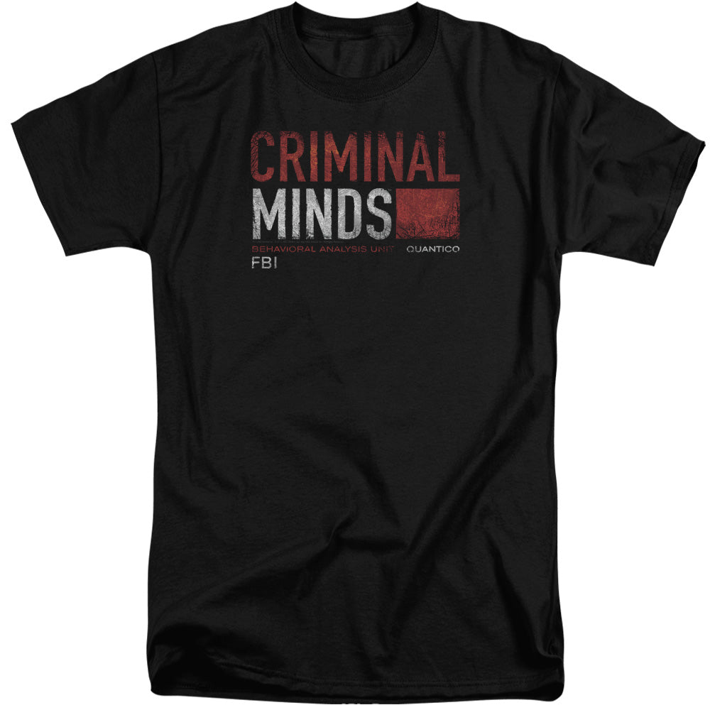 AN OFFCIALLY LICENSED CRIMINAL MINDS TITLE CARD MEN'S TALL FIT T-SHIRT BLACK