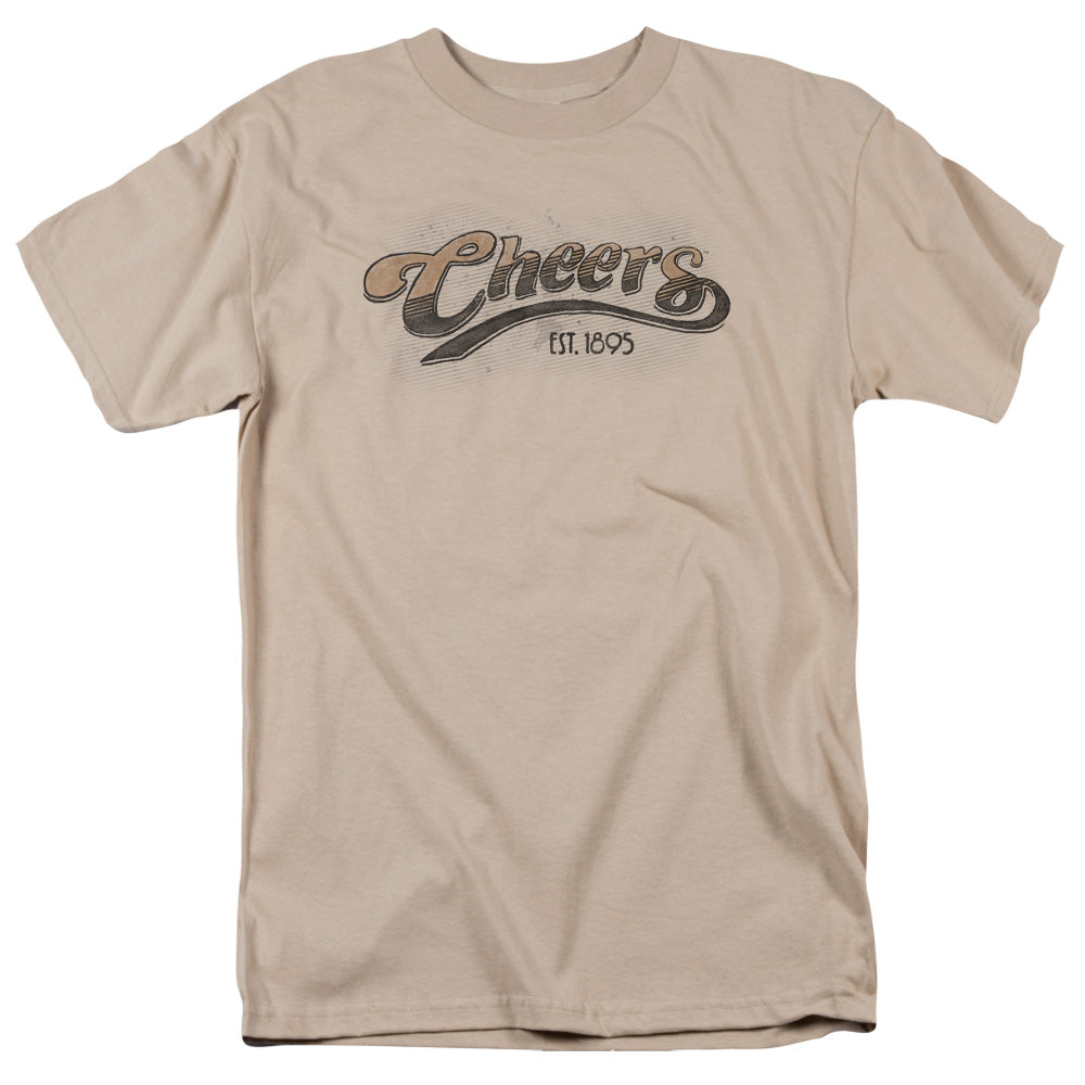 AN OFFCIALLY LICENSED CHEERS WATERCOLOR LOGO MEN'S REGULAR FIT T-SHIRT SAND