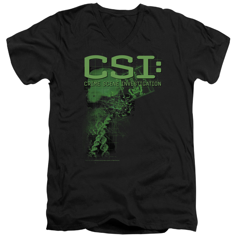 AN OFFCIALLY LICENSED CSI EVIDENCE MEN'S V-NECK T-SHIRT BLACK