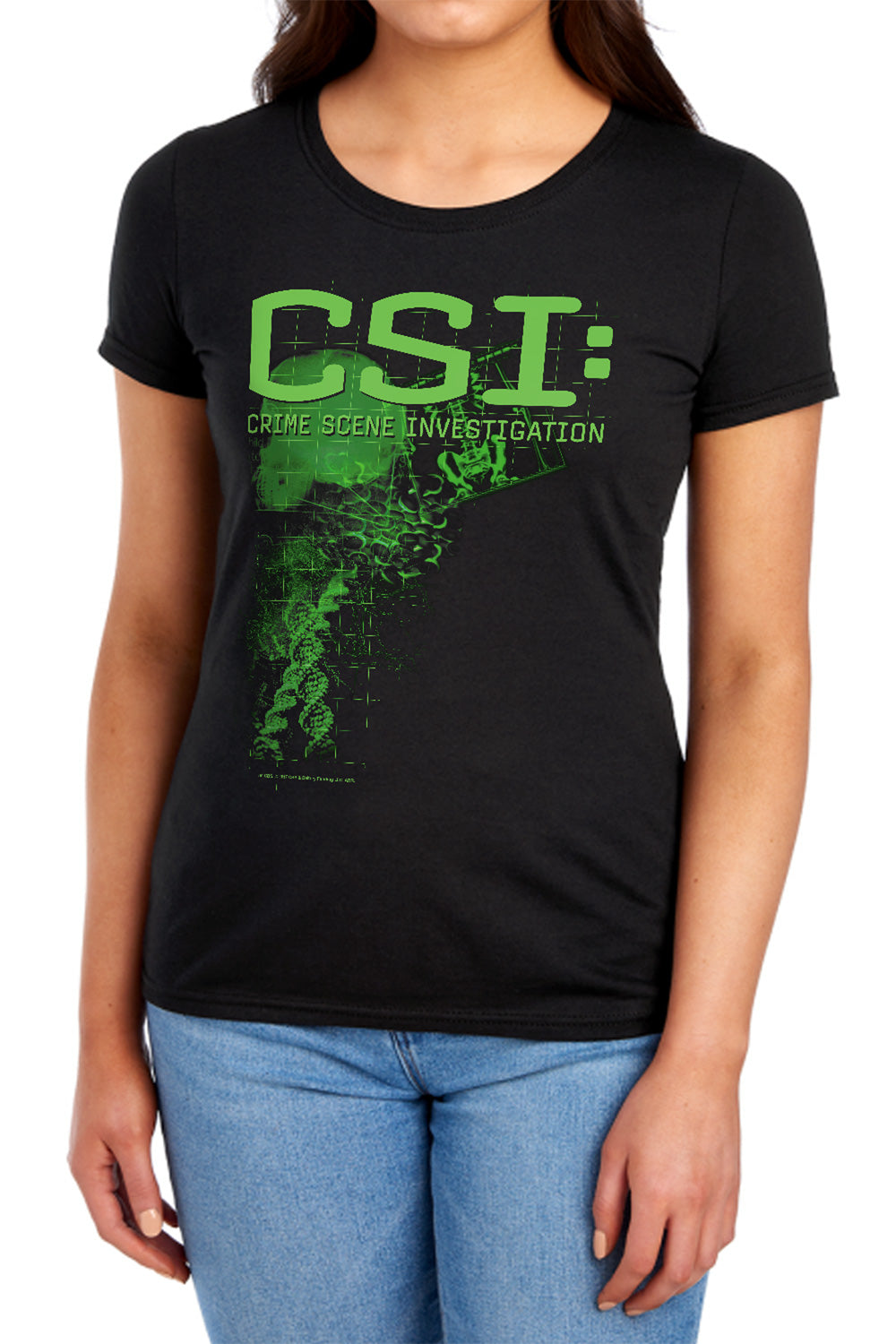 AN OFFCIALLY LICENSED CSI EVIDENCE WOMEN'S REGULAR FIT T-SHIRT BLACK