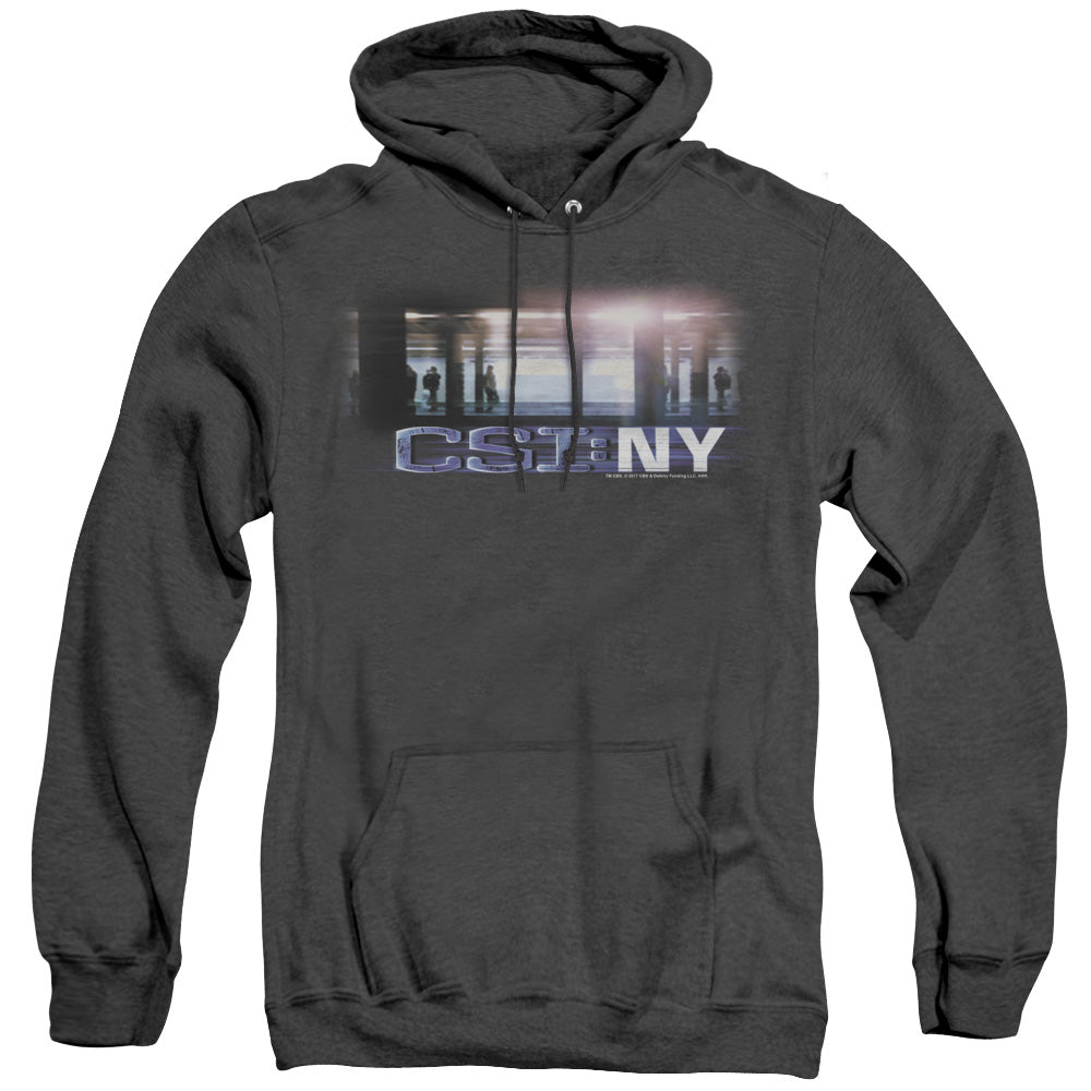 AN OFFCIALLY LICENSED CSI NEW YORK SUBWAY ADULT UNISEX HEATHER PULLOVER HOODIE BLACK