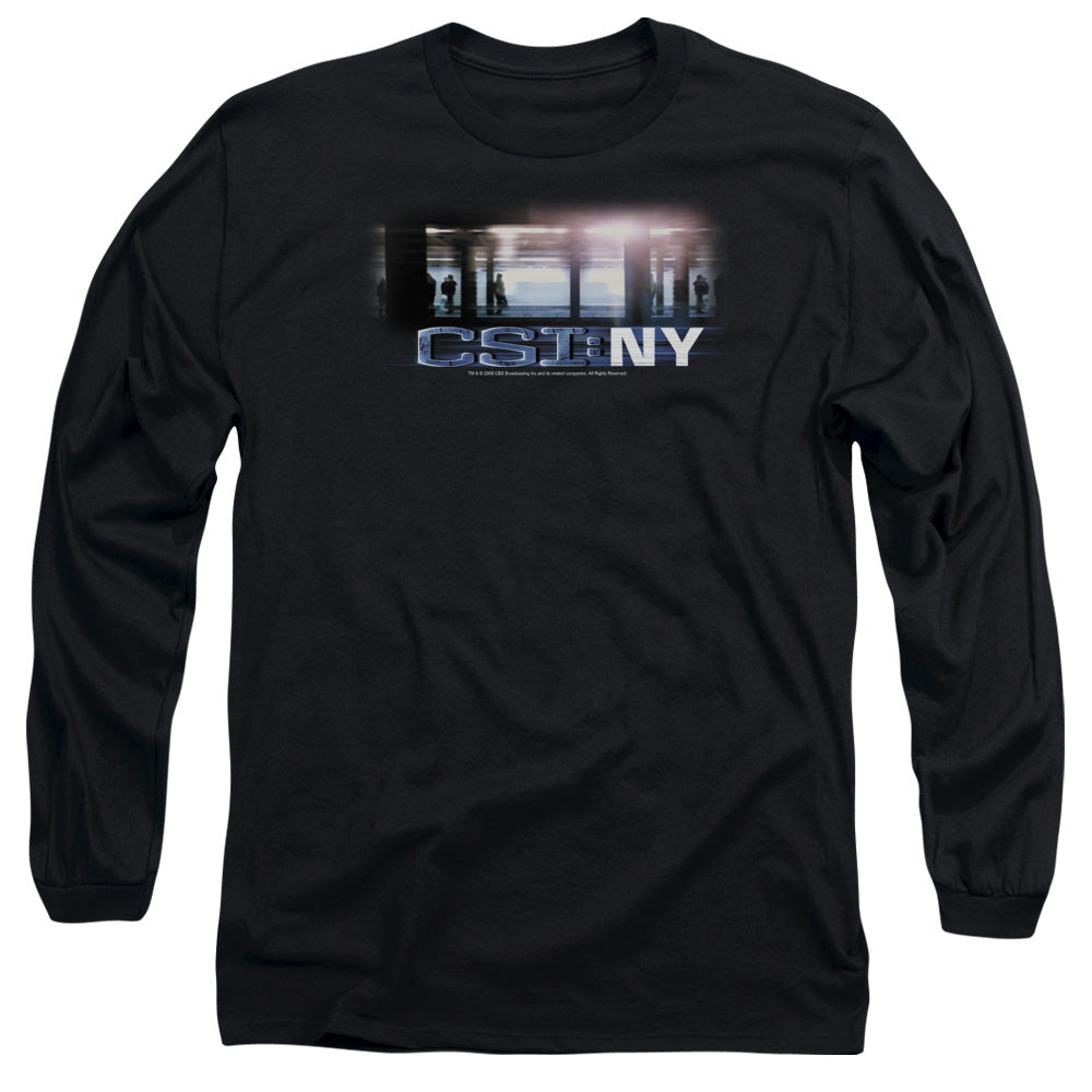 AN OFFCIALLY LICENSED CSI NEW YORK SUBWAY MEN'S LONG SLEEVE T-SHIRT BLACK
