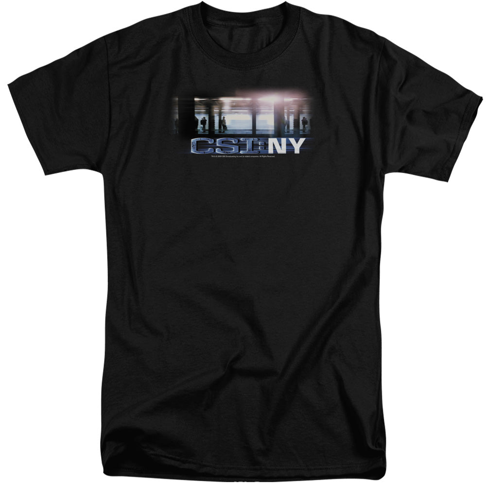 AN OFFCIALLY LICENSED CSI NEW YORK SUBWAY MEN'S TALL FIT T-SHIRT BLACK