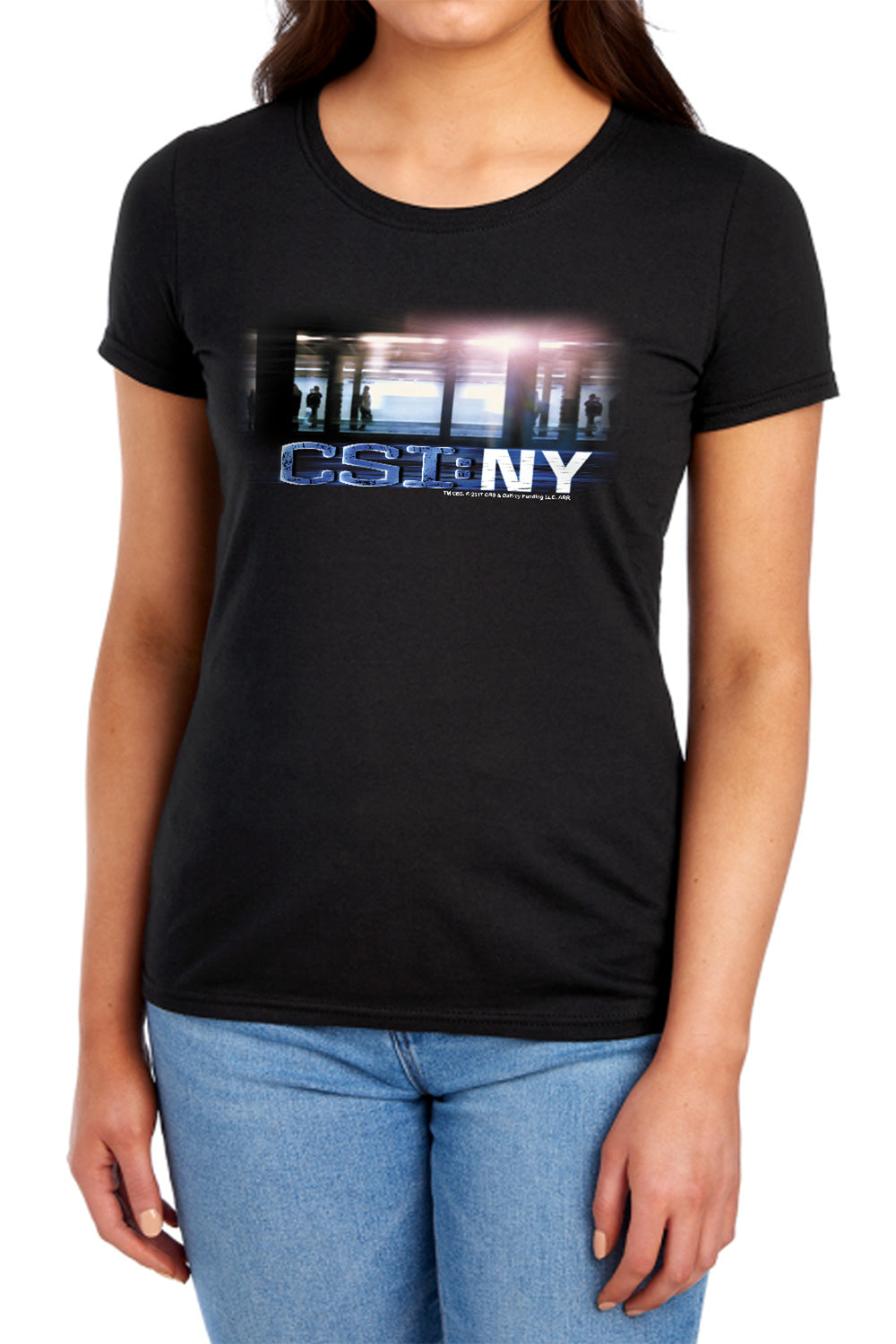 AN OFFCIALLY LICENSED CSI NEW YORK SUBWAY WOMEN'S REGULAR FIT T-SHIRT BLACK
