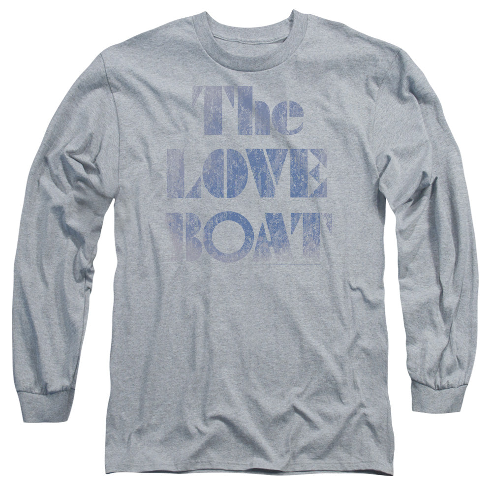AN OFFCIALLY LICENSED LOVE BOAT DISTRESSED MEN'S LONG SLEEVE T-SHIRT ATHLETIC HEATHER