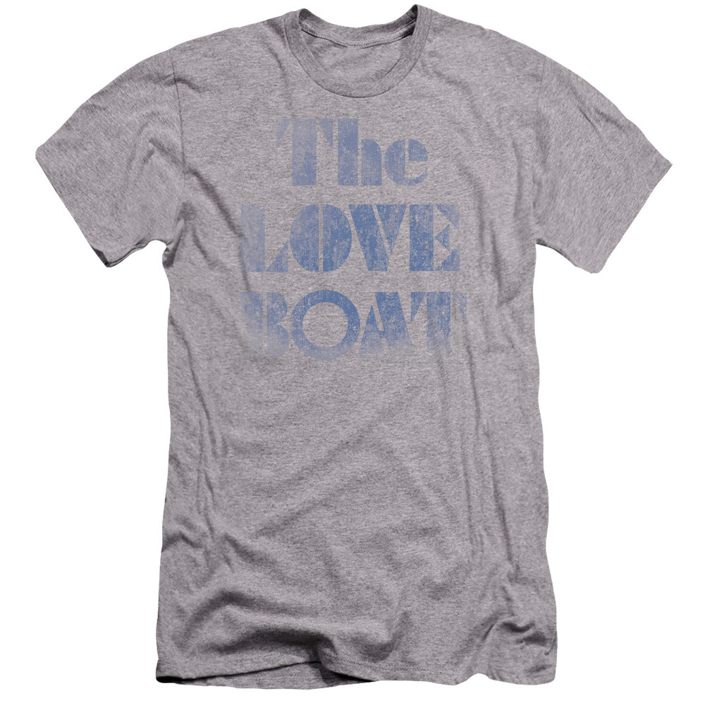 AN OFFCIALLY LICENSED LOVE BOAT DISTRESSED MEN'S PREMIUM SLIM FIT T-SHIRT ATHLETIC HEATHER