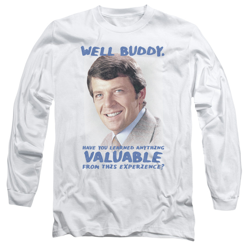 AN OFFCIALLY LICENSED BRADY BUNCH BUDDY MEN'S LONG SLEEVE T-SHIRT WHITE