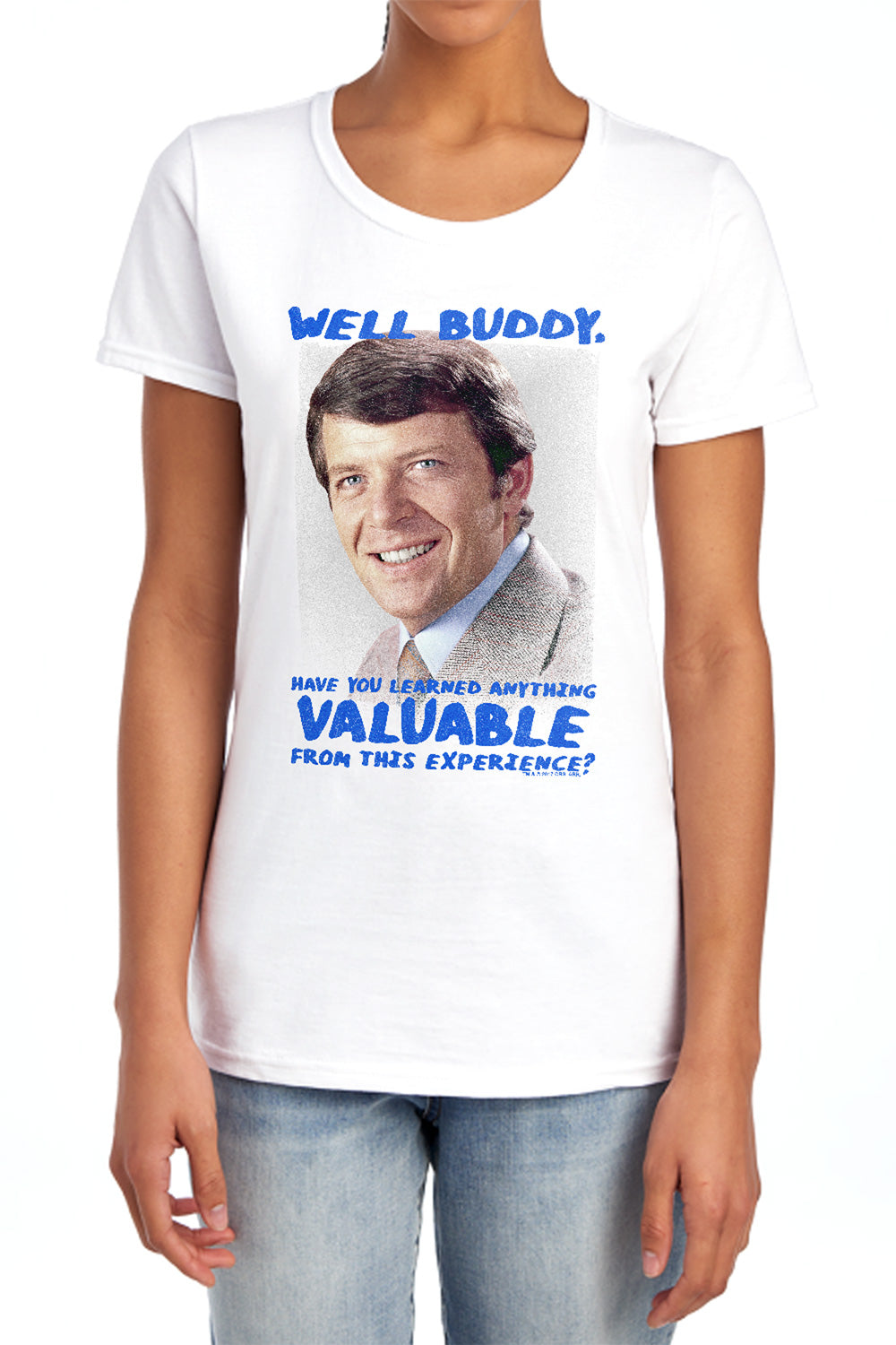 AN OFFCIALLY LICENSED BRADY BUNCH BUDDY WOMEN'S REGULAR FIT T-SHIRT WHITE