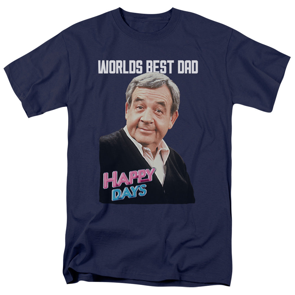 AN OFFCIALLY LICENSED HAPPY DAYS BEST DAD MEN'S REGULAR FIT T-SHIRT NAVY