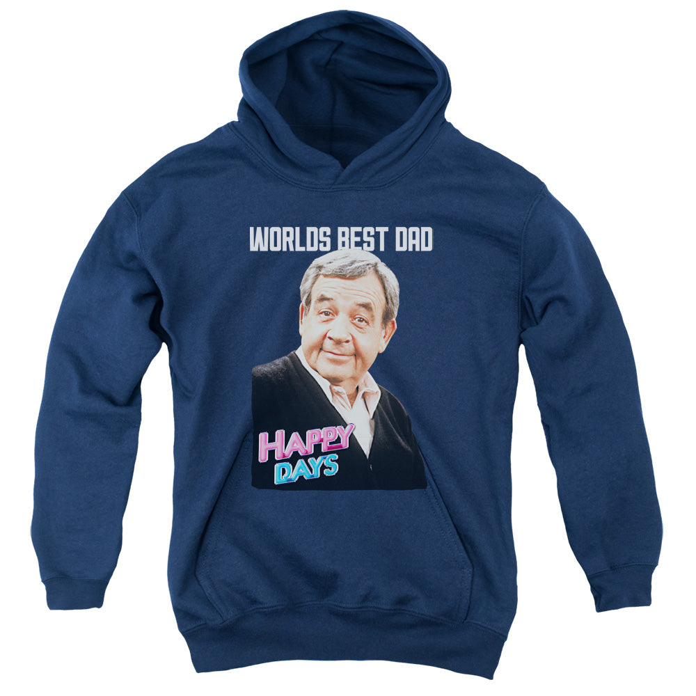 AN OFFCIALLY LICENSED HAPPY DAYS BEST DAD YOUTH HOODIE NAVY
