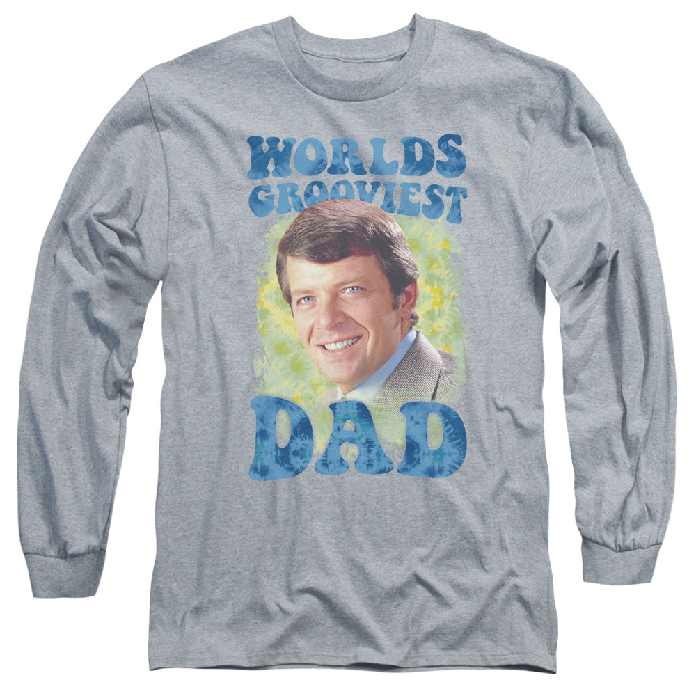 AN OFFCIALLY LICENSED BRADY BUNCH WORLDS GROOVIEST MEN'S LONG SLEEVE T-SHIRT ATHLETIC HEATHER