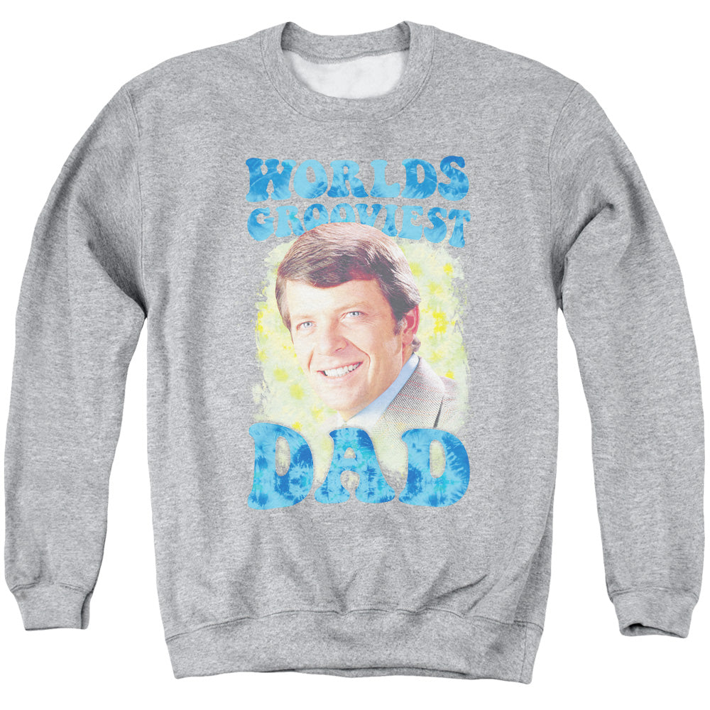 AN OFFCIALLY LICENSED BRADY BUNCH WORLDS GROOVIEST ADULT UNISEX CREWNECK SWEATSHIRT ATHLETIC HEATHER