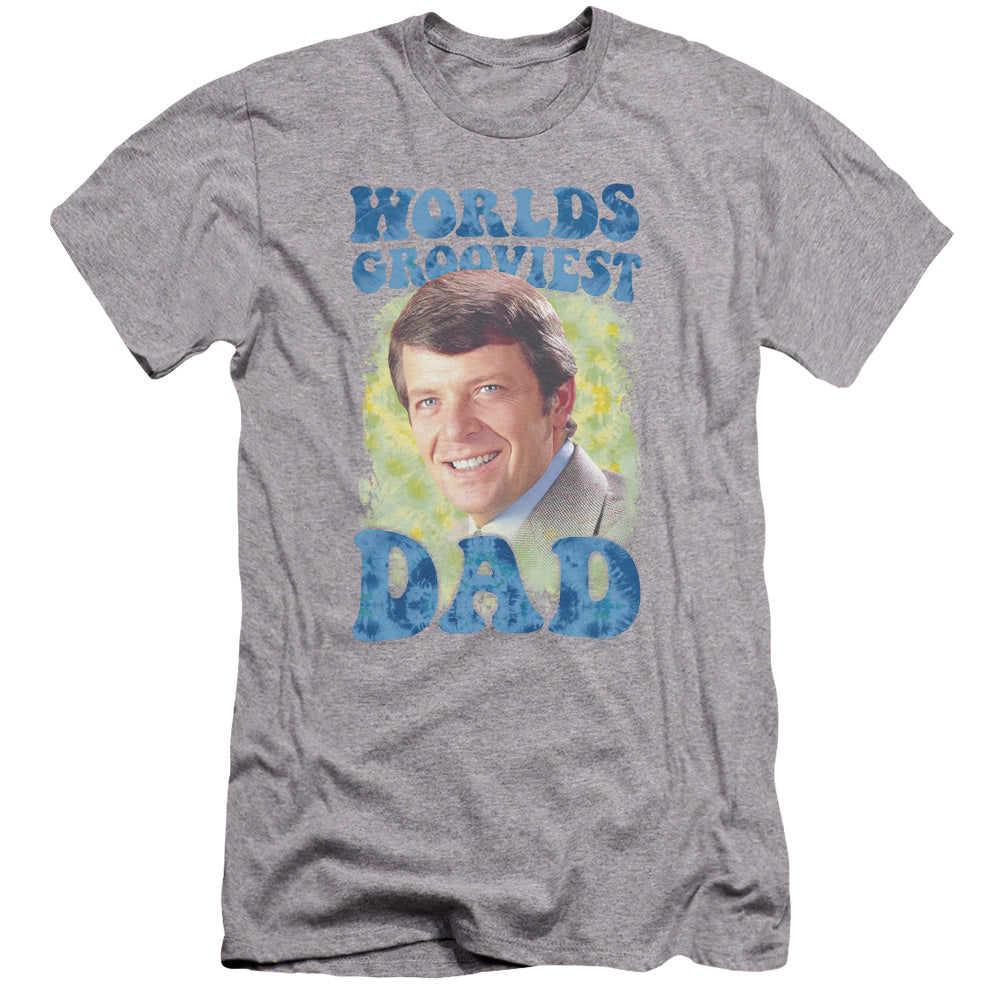 AN OFFCIALLY LICENSED BRADY BUNCH WORLDS GROOVIEST MEN'S PREMIUM SLIM FIT T-SHIRT ATHLETIC HEATHER