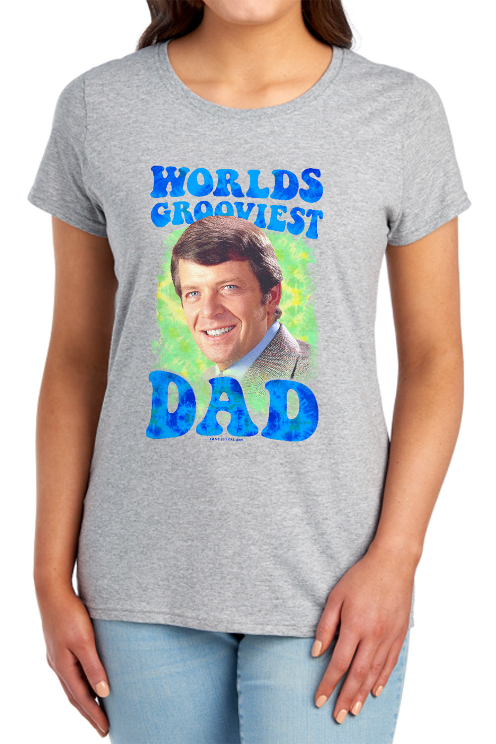 AN OFFCIALLY LICENSED BRADY BUNCH WORLDS GROOVIEST WOMEN'S REGULAR FIT T-SHIRT ATHLETIC HEATHER