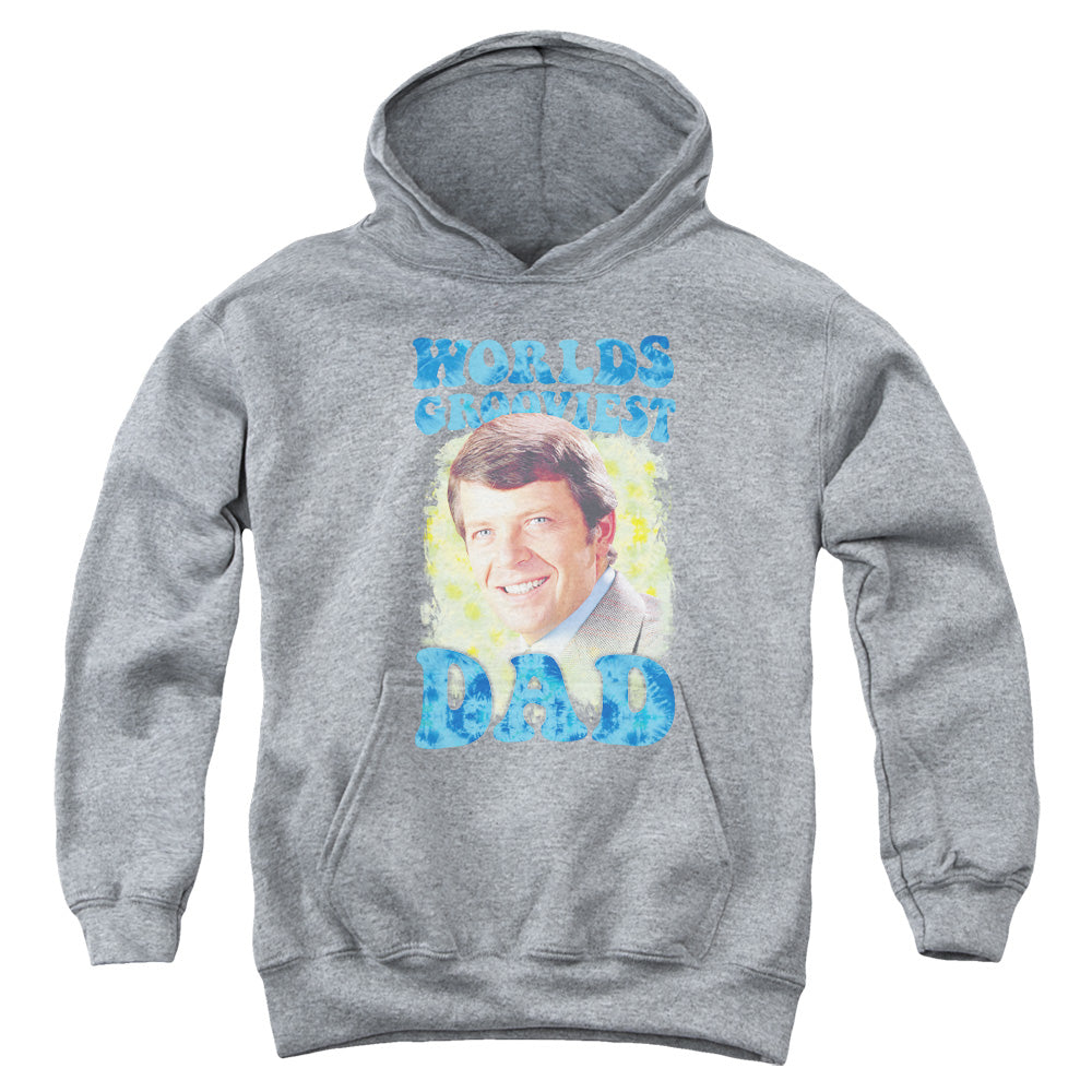 AN OFFCIALLY LICENSED BRADY BUNCH WORLDS GROOVIEST YOUTH HOODIE ATHLETIC HEATHER