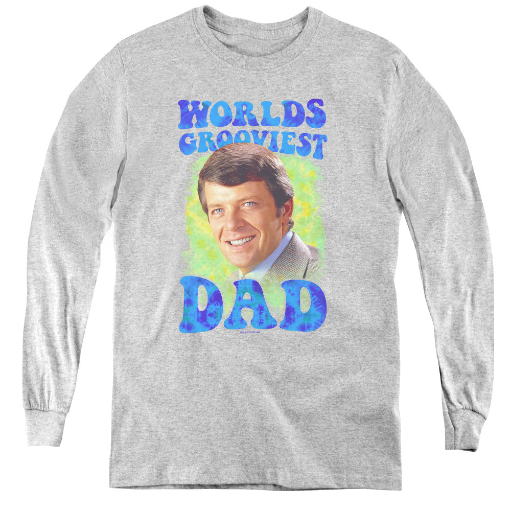 AN OFFCIALLY LICENSED BRADY BUNCH WORLDS GROOVIEST YOUTH LONG SLEEVE T-SHIRT ATHLETIC HEATHER