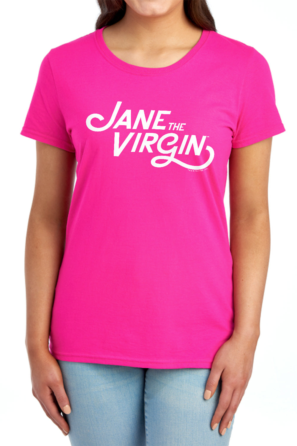 AN OFFCIALLY LICENSED JANE THE VIRGIN LOGO WOMEN'S REGULAR FIT T-SHIRT HOT PINK
