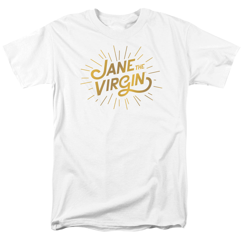 AN OFFCIALLY LICENSED JANE THE VIRGIN GOLDEN LOGO MEN'S REGULAR FIT T-SHIRT WHITE