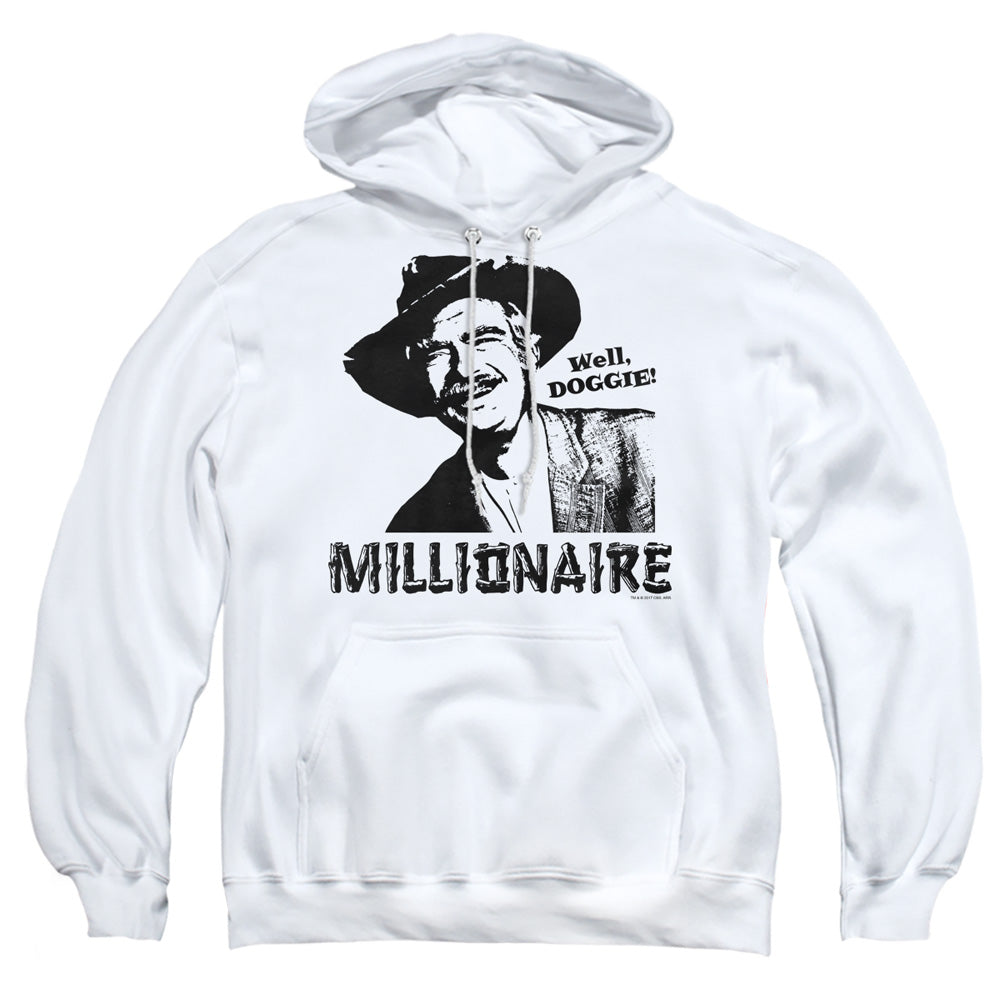 AN OFFCIALLY LICENSED BEVERLY HILLBILLIES MILLIONAIRE ADULT UNISEX PULLOVER HOODIE WHITE