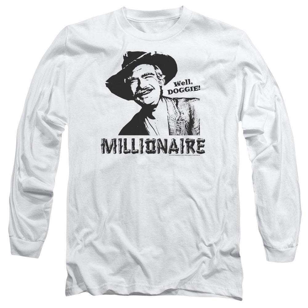 AN OFFCIALLY LICENSED BEVERLY HILLBILLIES MILLIONAIRE MEN'S LONG SLEEVE T-SHIRT WHITE