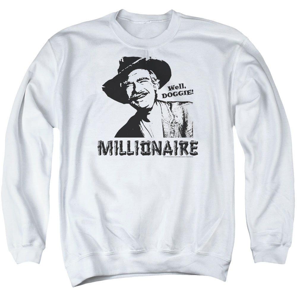 AN OFFCIALLY LICENSED BEVERLY HILLBILLIES MILLIONAIRE ADULT UNISEX CREWNECK SWEATSHIRT WHITE