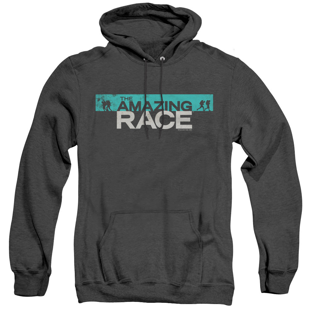 AN OFFCIALLY LICENSED AMAZING RACE BAR LOGO ADULT UNISEX HEATHER PULLOVER HOODIE BLACK