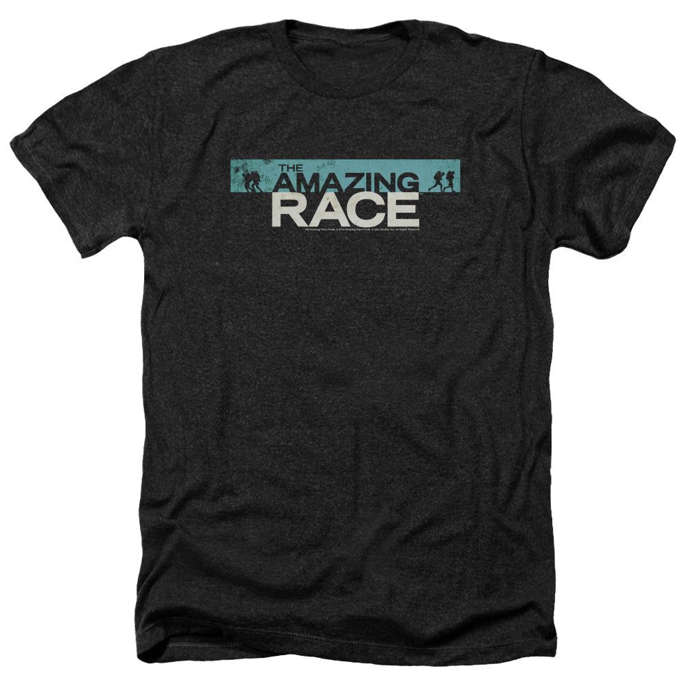 AN OFFCIALLY LICENSED AMAZING RACE BAR LOGO MEN'S HEATHER T-SHIRT CHARCOAL
