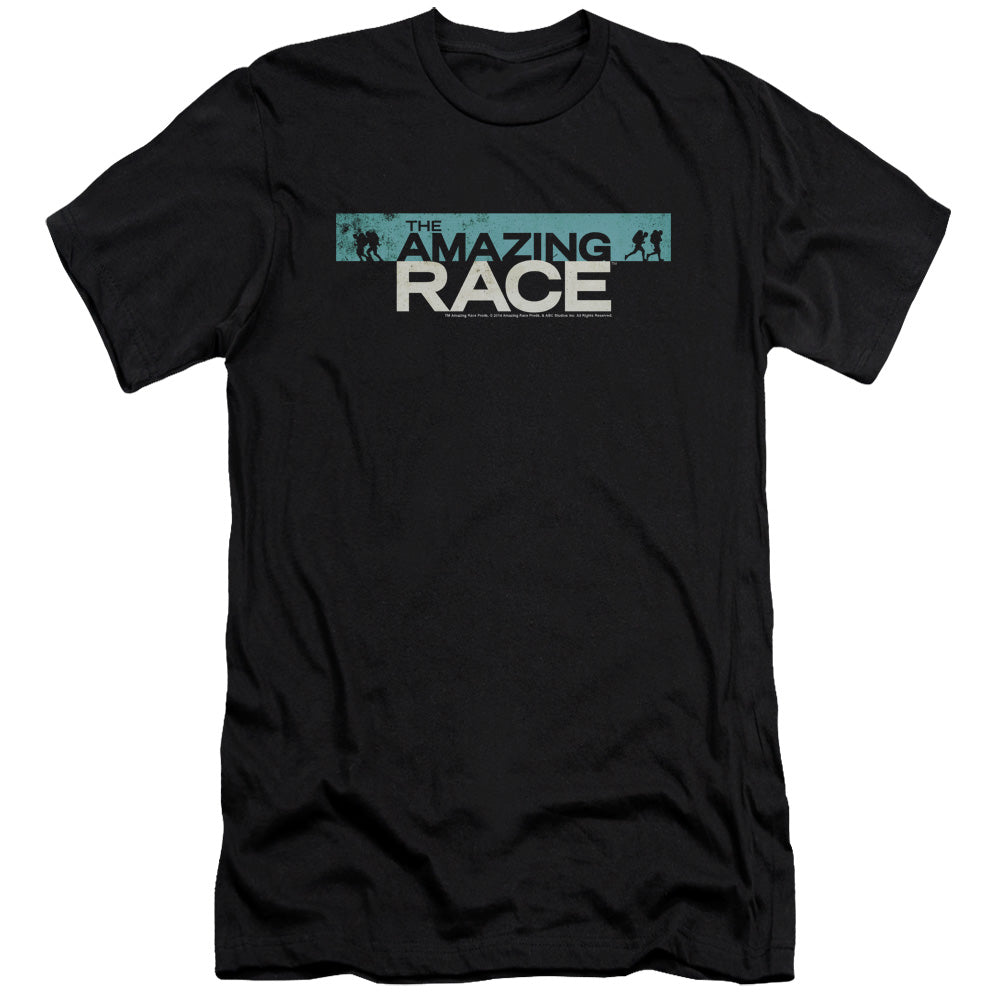 AN OFFCIALLY LICENSED AMAZING RACE BAR LOGO MEN'S PREMIUM SLIM FIT T-SHIRT BLACK