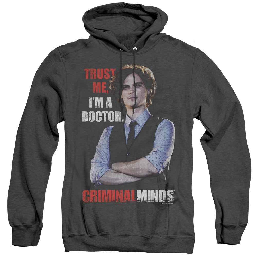 AN OFFCIALLY LICENSED CRIMINAL MINDS TRUST ME ADULT UNISEX HEATHER PULLOVER HOODIE BLACK