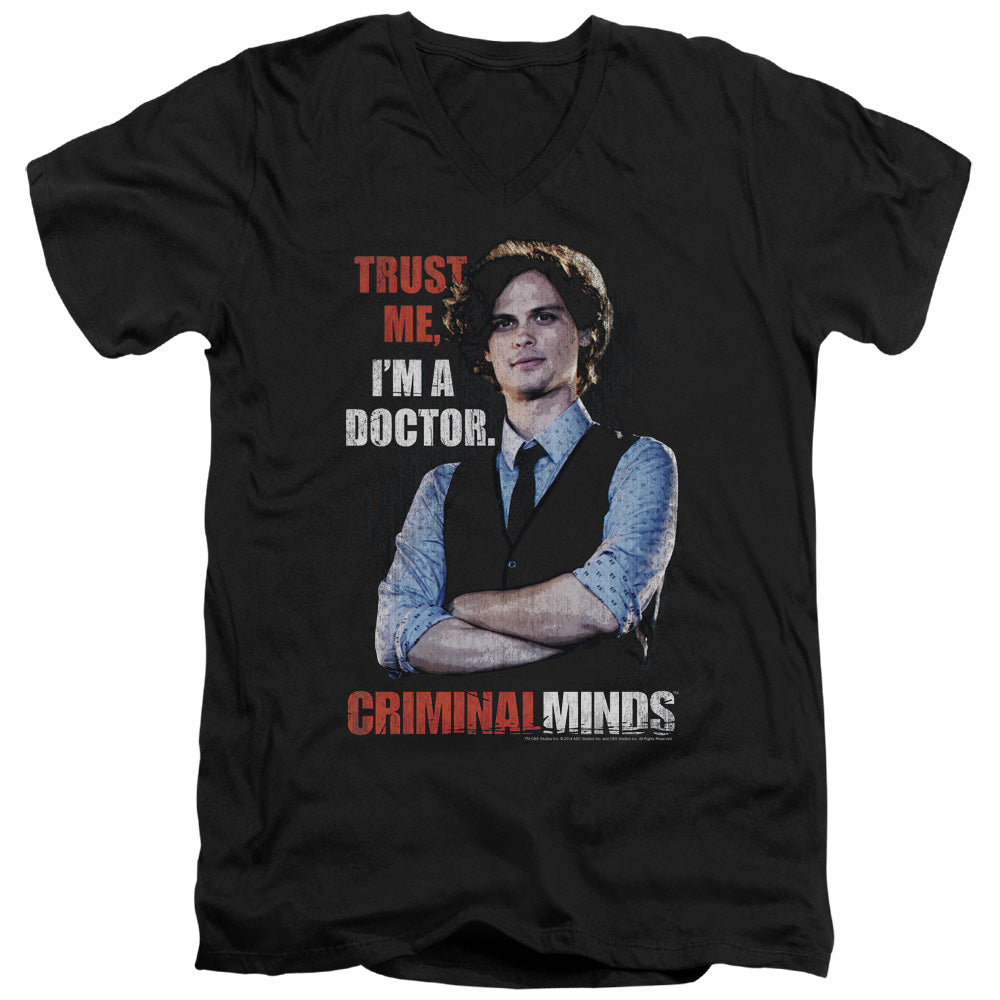 AN OFFCIALLY LICENSED CRIMINAL MINDS TRUST ME MEN'S V-NECK T-SHIRT BLACK